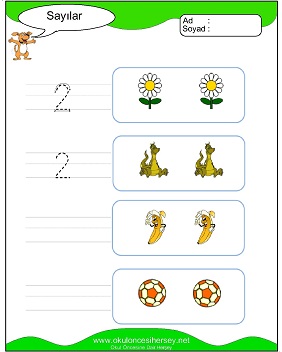 okul öncesi 1 sayısı çizgi çalışması